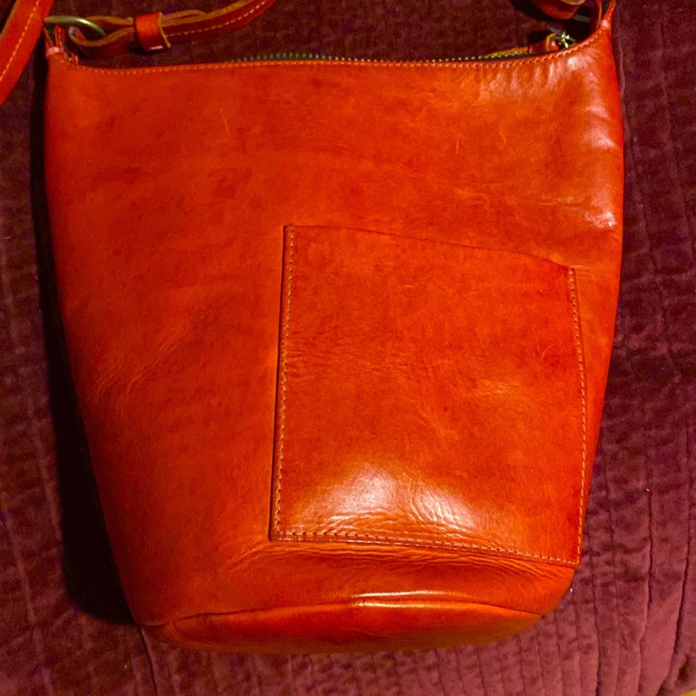Clare V. Petite Jeanne Red Leather Bucket Shoulder Bag - Picture 2 of 5